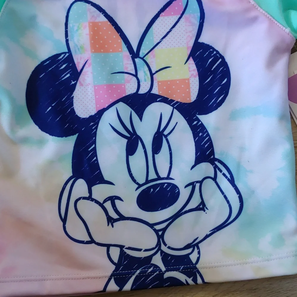 NWT Disney Minnie Mouse Infant Girls Swim Set (Top & Rash Guard) Size 12M